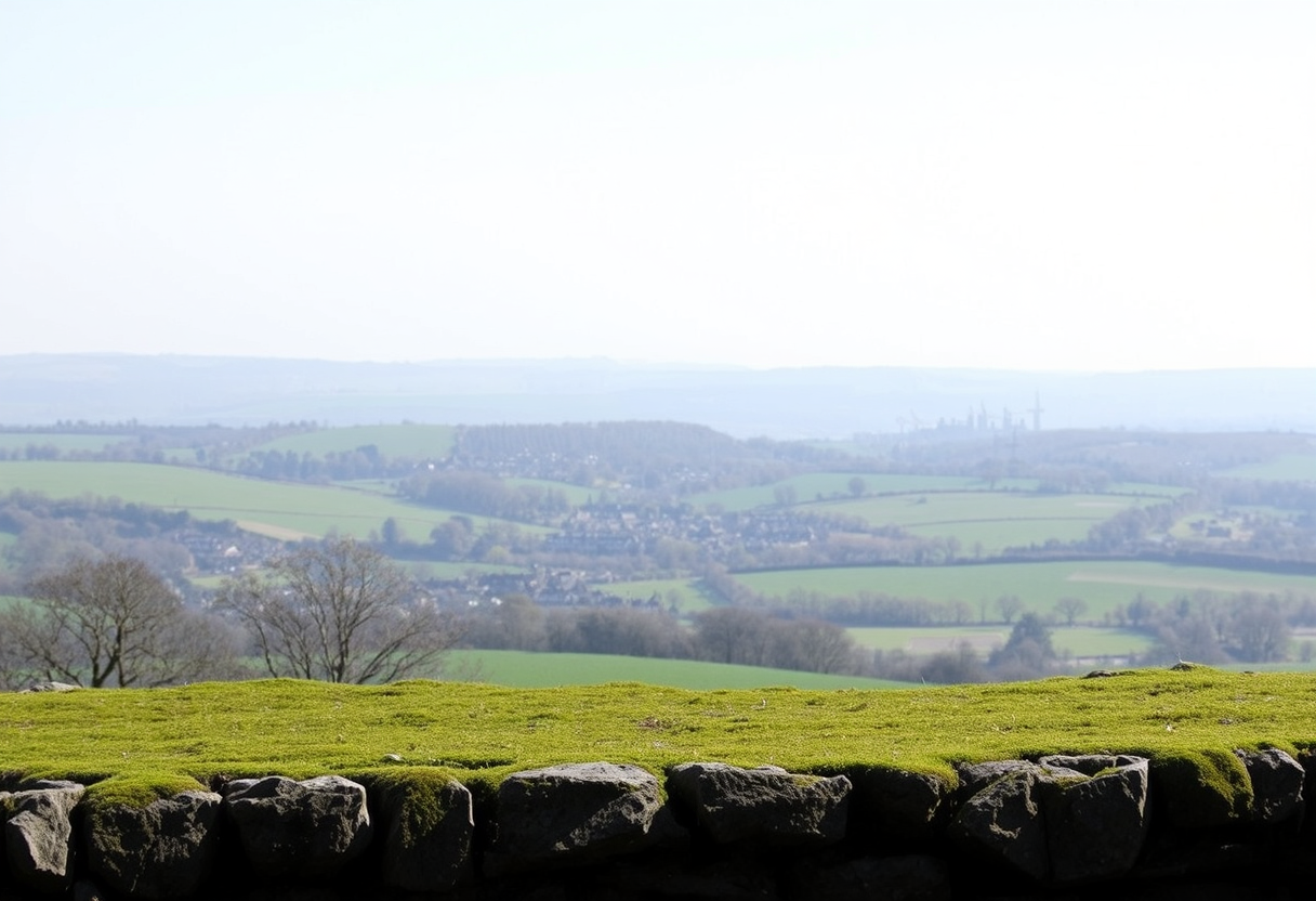 The view from Castle Hill, Almondbury, looking out across the Holme Valley